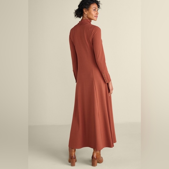Soft Surroundings Jackie Knit Maxi Dress Henna Brown Turtleneck Size Large Tall - Picture 2 of 10